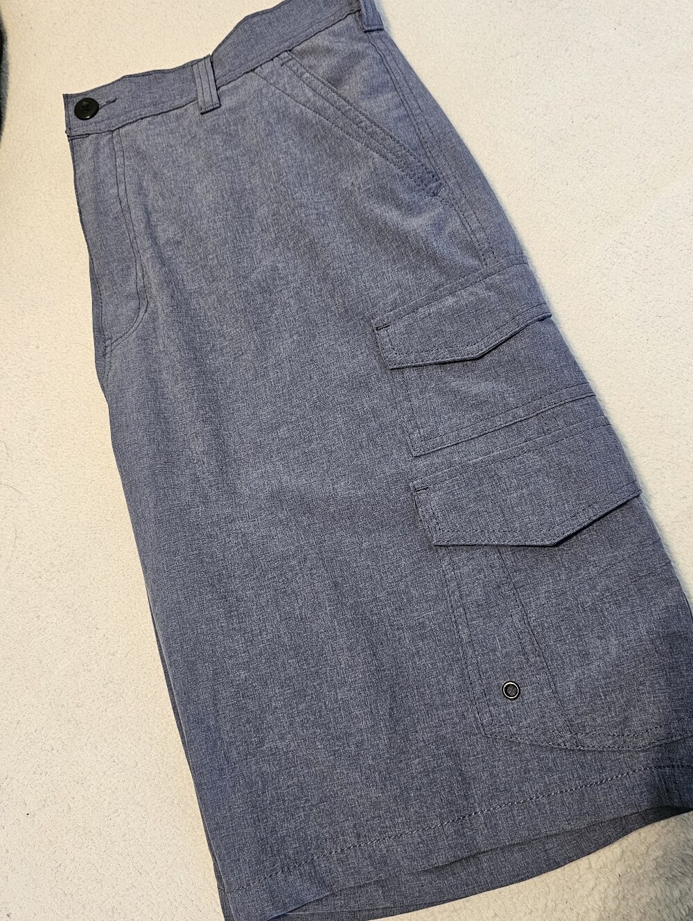 Iron Co Mens Shorts Size 36 Blue Euc Flat Front Stretch Pockets Chino Casual